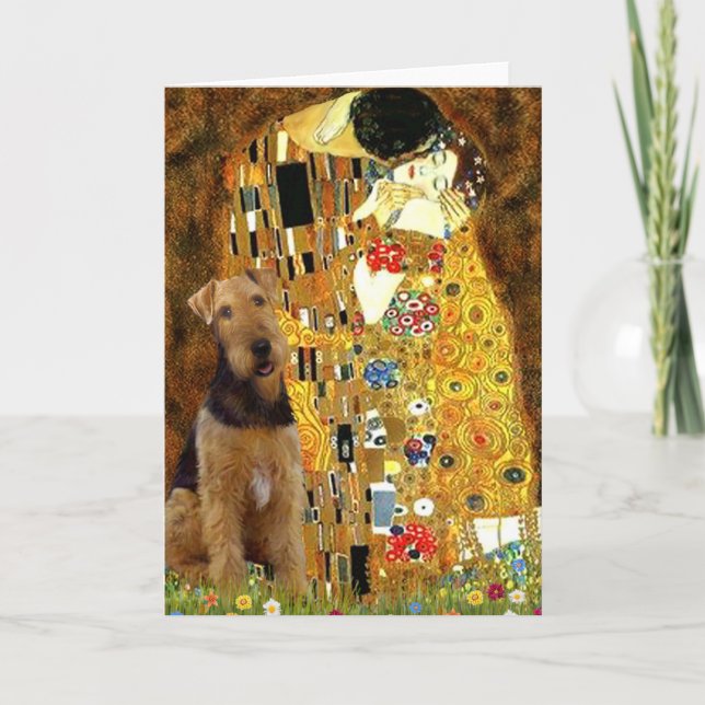 The Kiss - Airedale Terrier (#1) Holiday Card (Front)