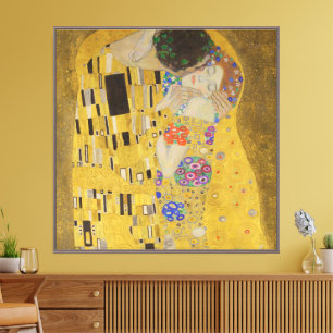 The Kiss, Art Nouveau Oil Painting, Gustav Klimt Canvas Print