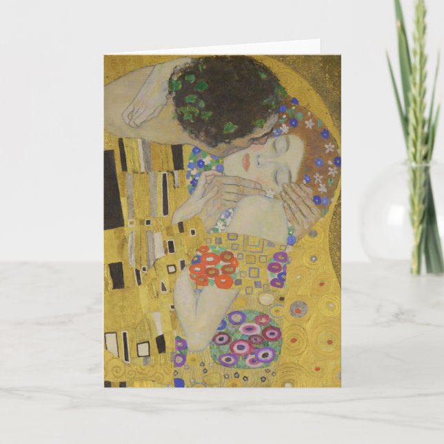 The Kiss, Art Nouveau Oil Painting, Gustav Klimt Card (Front)