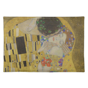 The Kiss, Art Nouveau Oil Painting, Gustav Klimt Cloth Placemat
