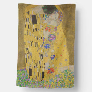 The Kiss, Art Nouveau Oil Painting, Gustav Klimt House Flag