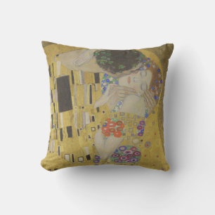 The Kiss, Art Nouveau Oil Painting, Gustav Klimt Outdoor Pillow