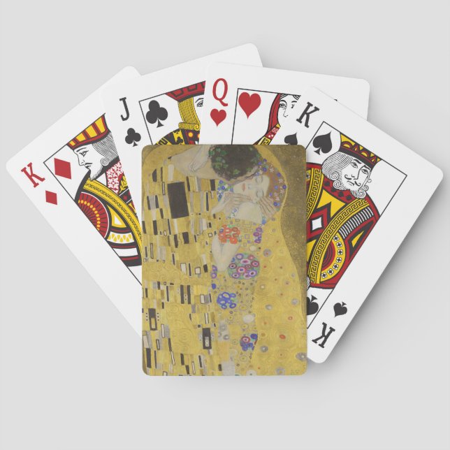 The Kiss, Art Nouveau Oil Painting, Gustav Klimt Poker Cards (Back)