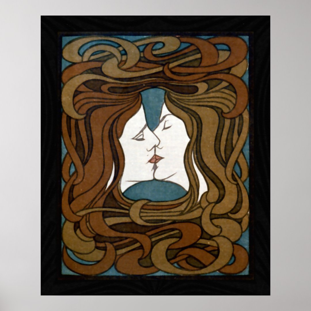 The Kiss Art Nouveau Poster Zazzle