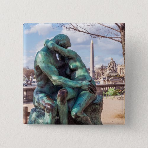 The Kiss by Auguste Rodin at the Tuileries Paris Button