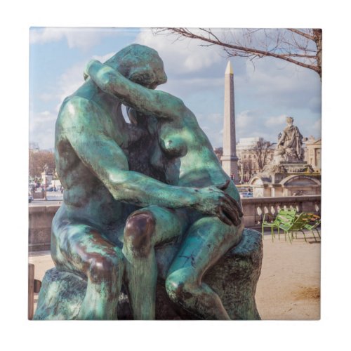 The Kiss by Auguste Rodin at the Tuileries Paris Ceramic Tile
