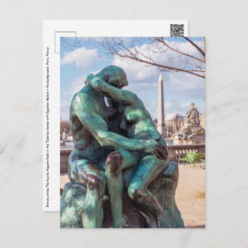 The Kiss by Auguste Rodin at the Tuileries Paris Postcard