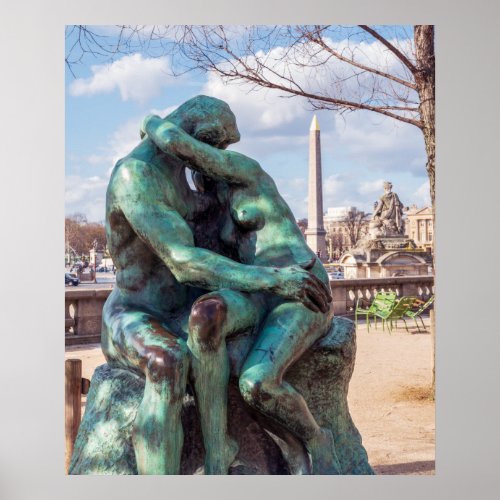 The Kiss by Auguste Rodin at the Tuileries Paris Poster