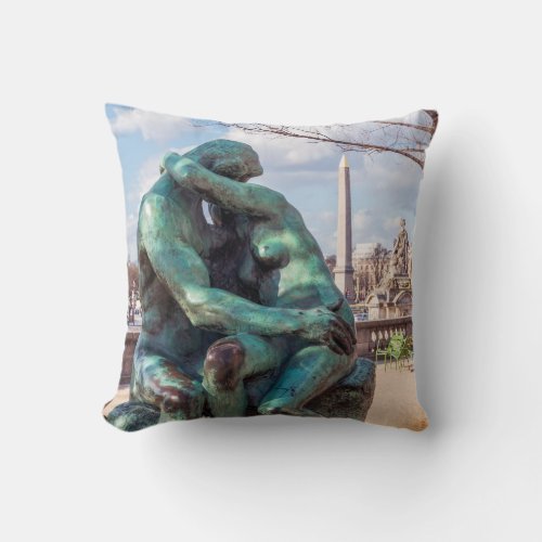 The Kiss by Auguste Rodin at the Tuileries Paris Throw Pillow