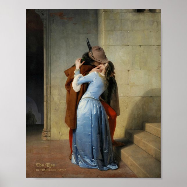The kiss by Francesco Hayez Romantic paintings Poster (Front)