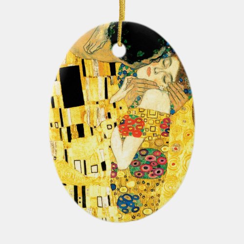 The Kiss by Gustav Klimt Art Nouveau Ceramic Ornament