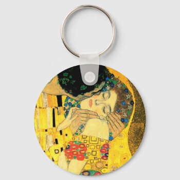 The Kiss By Gustav Klimt Art Nouveau Keychain by GalleryGreats at Zazzle