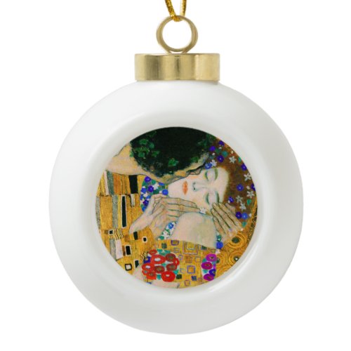 The Kiss by Gustav Klimt Ceramic Ball Christmas Ornament