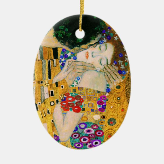 The Kiss by Gustav Klimt Ceramic Ornament (Front)