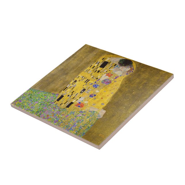 The Kiss by Gustav Klimt Ceramic Tile (Side)