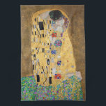 The Kiss by Gustav Klimt Kitchen Towel<br><div class="desc">The Kiss by Gustav Klimt The Kiss is an oil-on-canvas painting with added gold leaf, silver and platinum. by the Austrian Symbolist painter Gustav Klimt. It was painted at some point in 1907 and 1908, during the height of what scholars call his "Golden Period". Featuring shimmering gold tones, stylized forms,...</div>