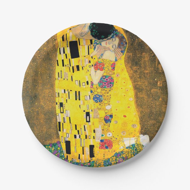 The Kiss by Gustav Klimt Paper Plates (Front)