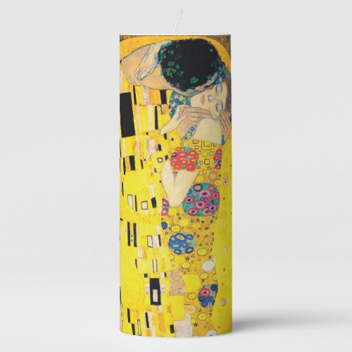 The Kiss by Gustav Klimt Pillar Candle