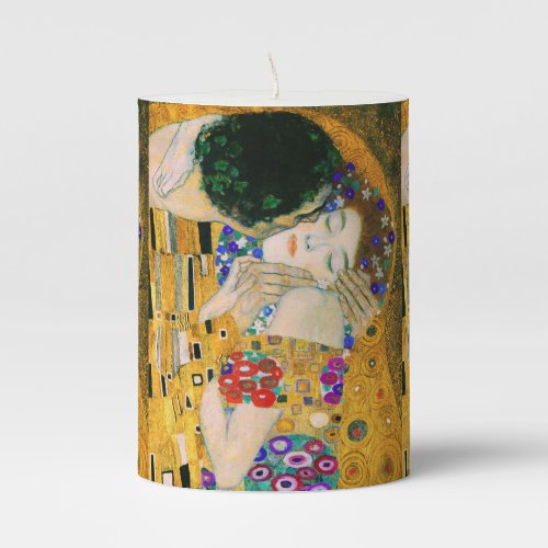 The Kiss by Gustav Klimt Pillar Candle