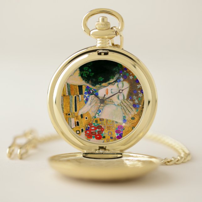 The Kiss by Gustav Klimt Pocket Watch (Inside)