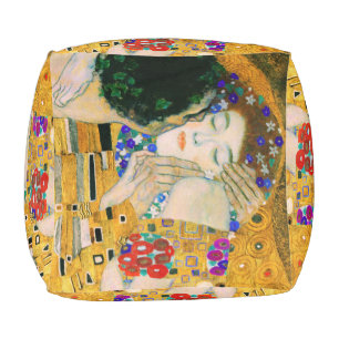The Kiss by Gustav Klimt Pouf