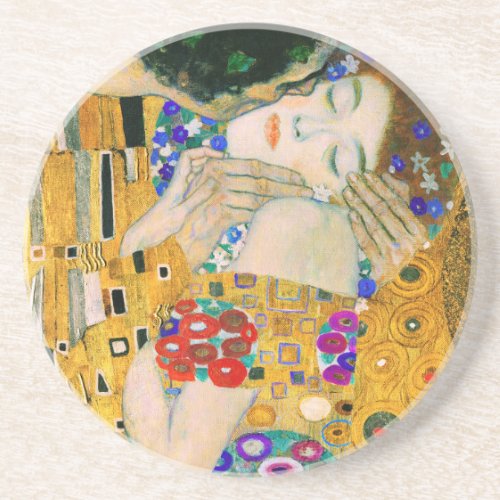 The Kiss by Gustav Klimt Sandstone Coaster