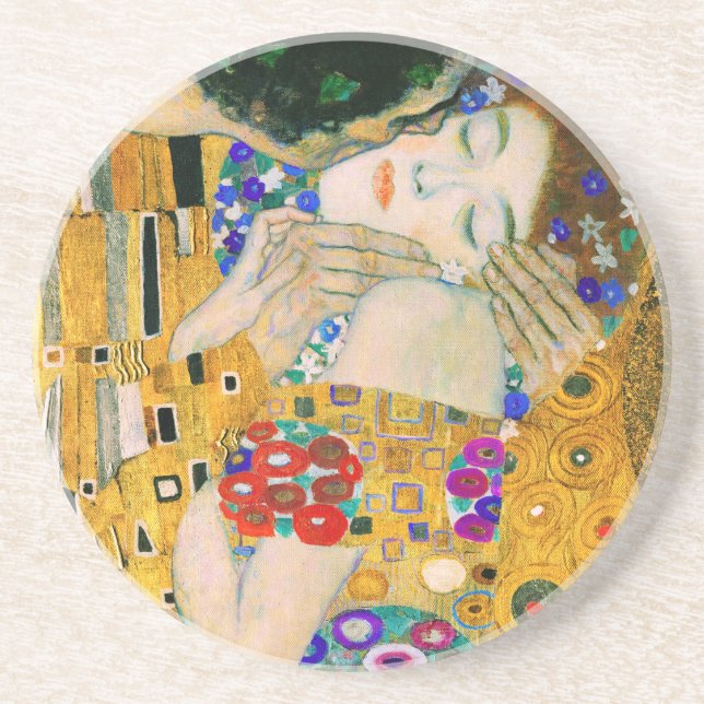 The Kiss by Gustav Klimt Sandstone Coaster (Front)