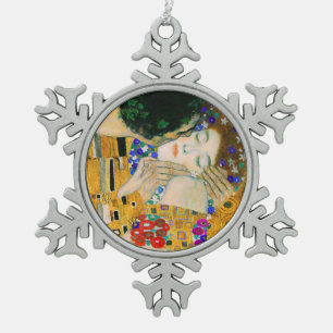 The Kiss by Gustav Klimt Snowflake Pewter Christmas Ornament