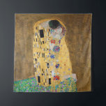 The Kiss by Gustav Klimt Tapestry<br><div class="desc">The Kiss by Gustav Klimt The Kiss is an oil-on-canvas painting with added gold leaf, silver and platinum. by the Austrian Symbolist painter Gustav Klimt. It was painted at some point in 1907 and 1908, during the height of what scholars call his "Golden Period". Featuring shimmering gold tones, stylized forms,...</div>