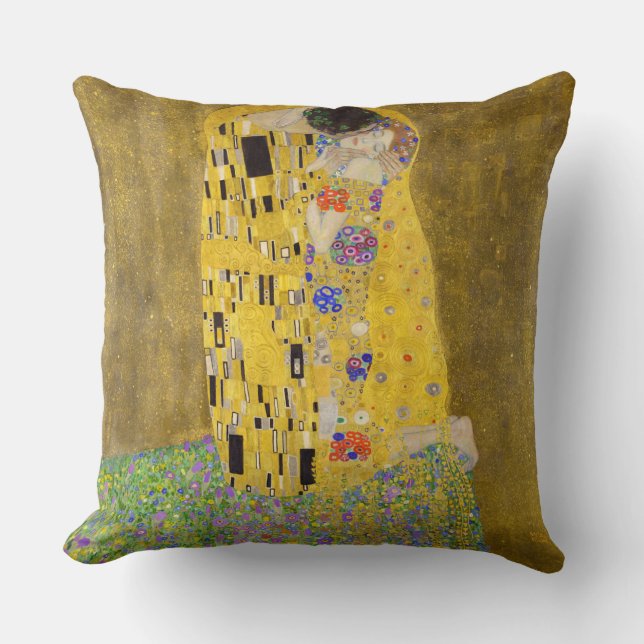 The Kiss by Gustav Klimt Throw Pillow (Front)