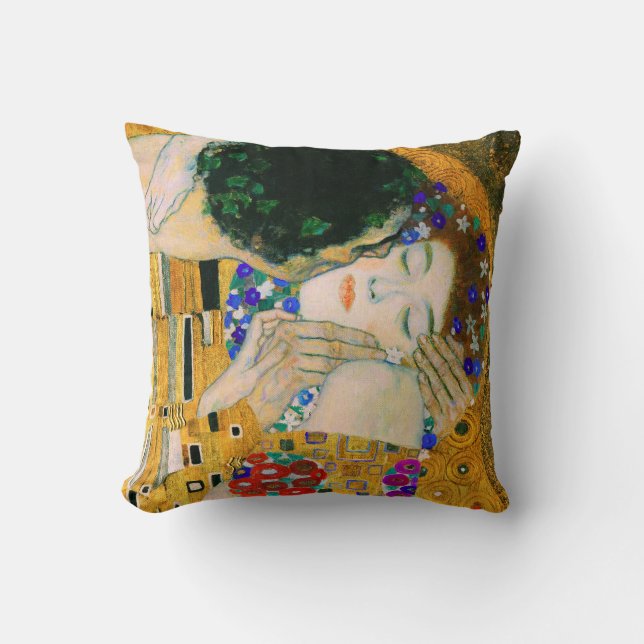 The Kiss by Gustav Klimt Throw Pillow (Front)