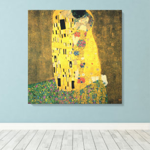 The Kiss by Gustav Klimt, Vintage Art Nouveau Canvas Print