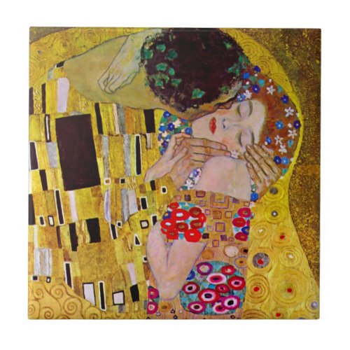 The Kiss by Gustav Klimt Vintage Art Nouveau Ceramic Tile