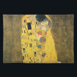 The Kiss by Gustav Klimt, Vintage Art Nouveau Cloth Placemat<br><div class="desc">The Kiss (Der Kuss) (1907/08) by Gustav Klimt is probably his most famous work. Klimt began work on it in 1907 and it is the highpoint of his so-called 'Golden Period'. The Kiss is a vintage Victorian Era Symbolism fine art love and romance painting featuring a romantic couple in various...</div>