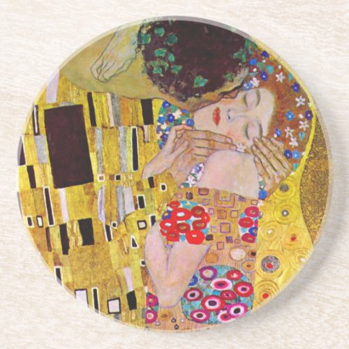 The Kiss by Gustav Klimt Vintage Art Nouveau Coaster