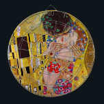 The Kiss by Gustav Klimt, Vintage Art Nouveau Dartboard With Darts<br><div class="desc">The ultimate painting of love, a beautiful design to celebrate Valentine's Day with! The Kiss (detail) (1907-1908) by Gustav Klimt is a vintage Victorian Era Symbolism fine art love and romance painting featuring a romantic couple in various shades of gold, patterns and symbols, sharing a kiss against a bronze background....</div>