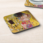 The Kiss by Gustav Klimt, Vintage Art Nouveau Drink Coaster<br><div class="desc">The ultimate painting of love, a beautiful design to celebrate Valentine's Day with! The Kiss (detail) (1907-1908) by Gustav Klimt is a vintage Victorian Era Symbolism fine art love and romance painting featuring a romantic couple in various shades of gold, patterns and symbols, sharing a kiss against a bronze background....</div>