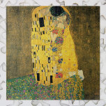 The Kiss by Gustav Klimt, Vintage Art Nouveau Jigsaw Puzzle<br><div class="desc">The Kiss (Der Kuss) (1907/08) by Gustav Klimt is probably his most famous work. Klimt began work on it in 1907 and it is the highpoint of his so-called 'Golden Period'. The Kiss is a vintage Victorian Era Symbolism fine art love and romance painting featuring a romantic couple in various...</div>