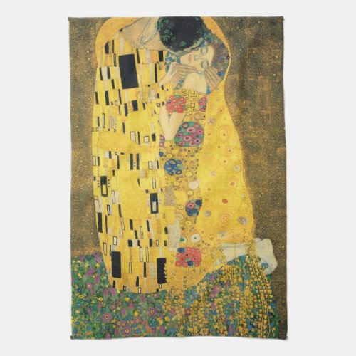 The Kiss by Gustav Klimt Vintage Art Nouveau Kitchen Towel