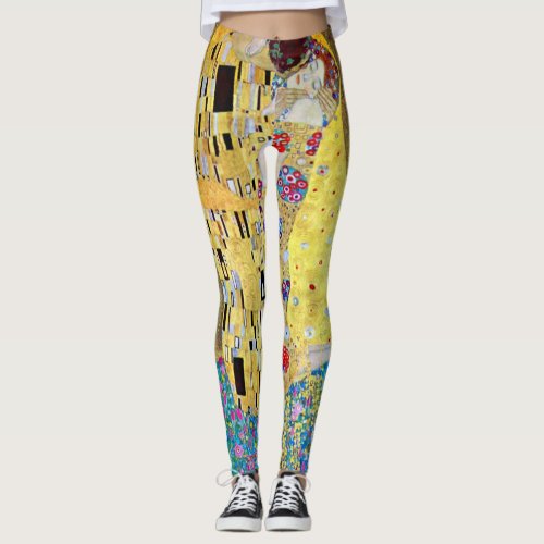 The Kiss by Gustav Klimt Vintage Art Nouveau Leggings