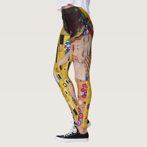 The Kiss by Gustav Klimt Vintage Art Nouveau Leggings