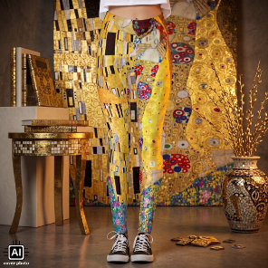 The Kiss by Gustav Klimt, Vintage Art Nouveau Leggings