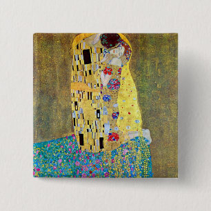 The Kiss by Gustav Klimt, Vintage Art Nouveau Pinback Button