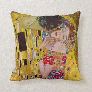 The Kiss by Gustav Klimt, Vintage Art Nouveau Throw Pillow