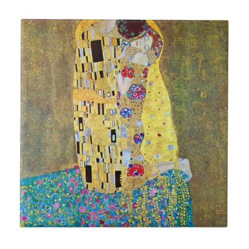 The Kiss by Gustav Klimt Vintage Art Nouveau Tile