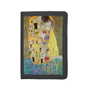 The Kiss by Gustav Klimt, Vintage Art Nouveau Tri-fold Wallet