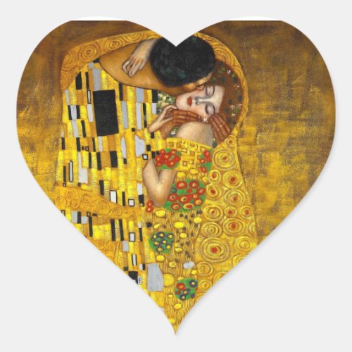 The Kiss By Gustave Klimt Heart Sticker