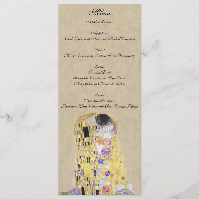 The Kiss by Klimt Wedding Creamy Sand Menu (Front)