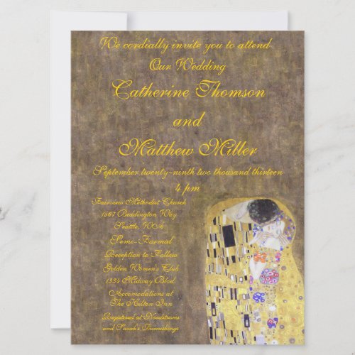 The Kiss by Klimt Wedding Invitation Art Nouveau