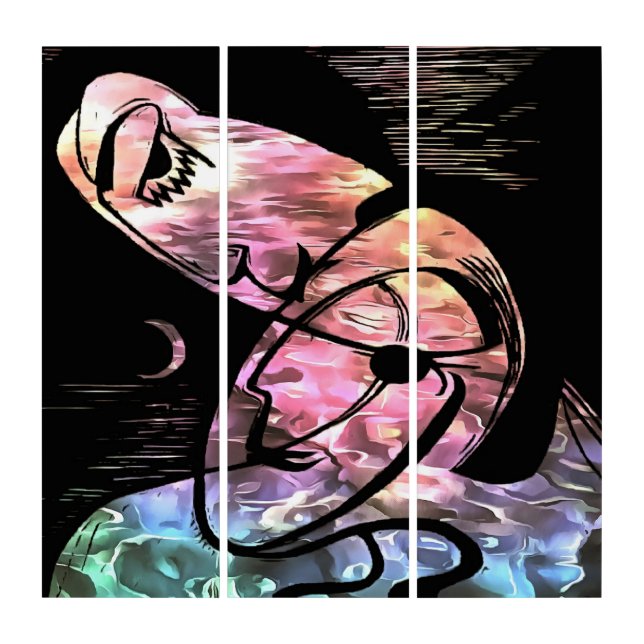 The Kiss By Moonlight and Ocean Abstract Art (Front)